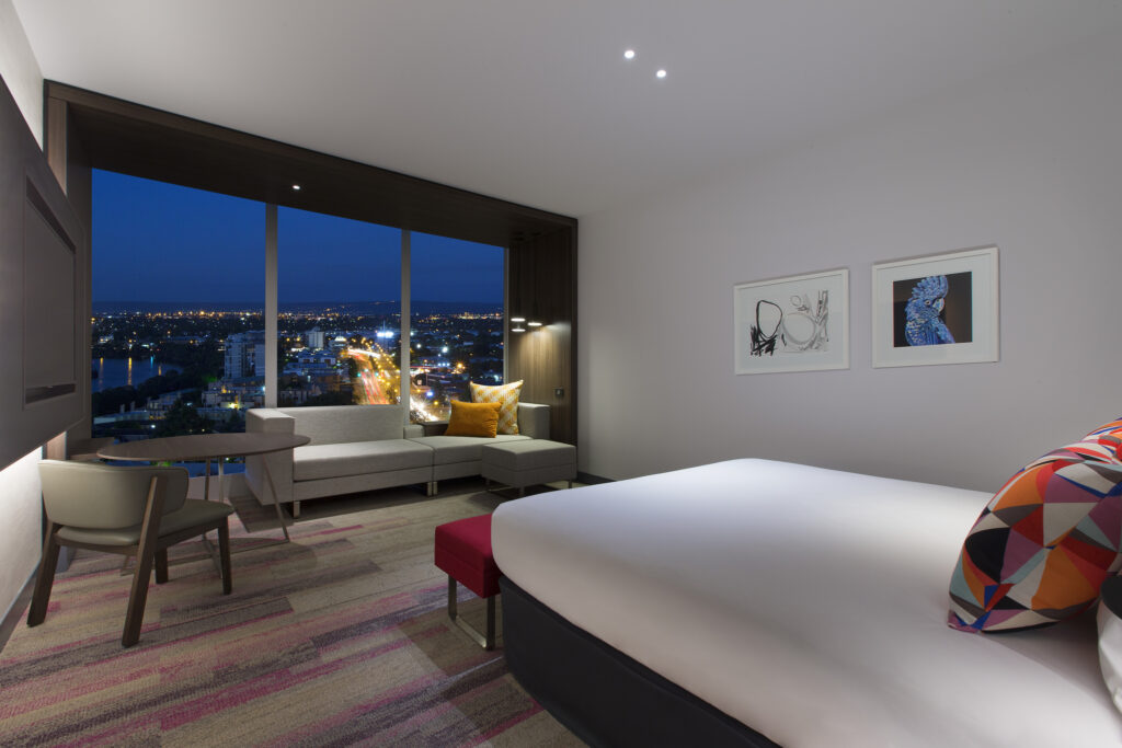 The view from a top level room at Aloft Perth