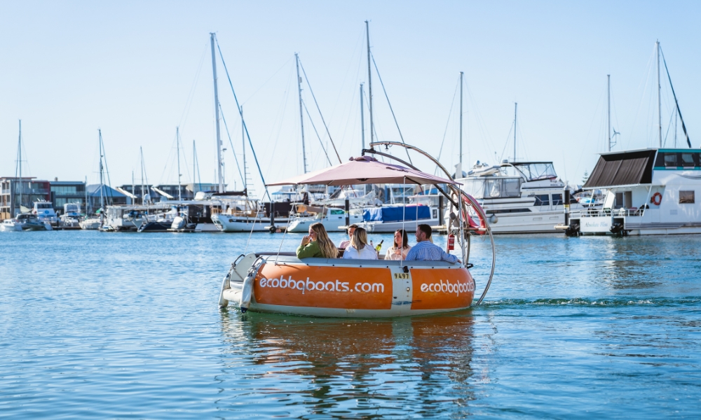 Exploring the canals of Mandurah on an Eco BBQ Boat.